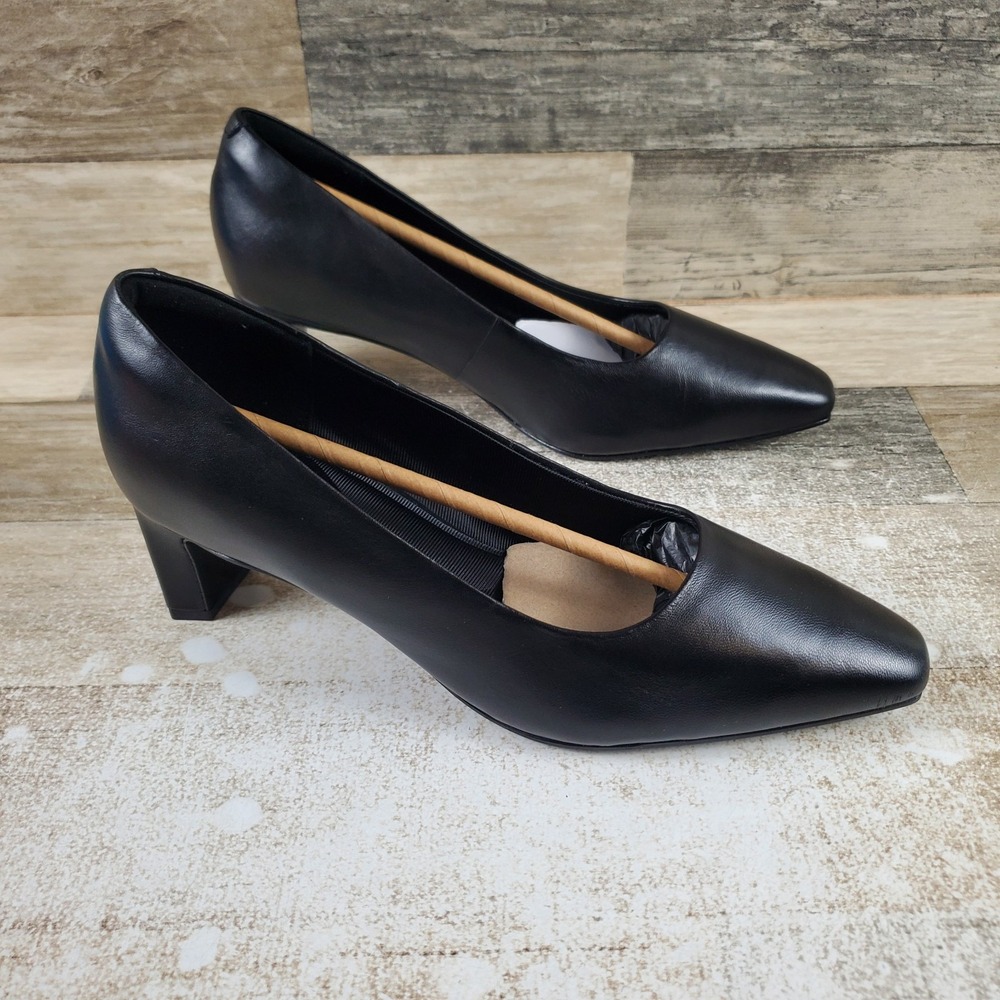 Rockport Total Motion Merida Womens Pump Sz 7.5 Black Leather Slip On Block Heel